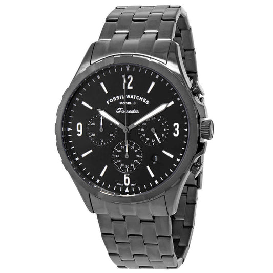 Picture of Fossil Forrester Smoke Stainless Steel Black Dial Chronograph Quartz Watch for Gents - FS5606 - Available at Raja Sahib