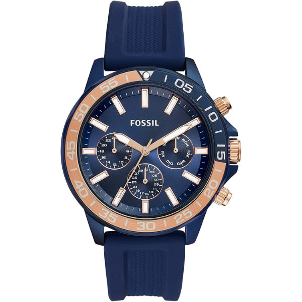 Picture of Fossil Bannon Multifunction Blue Silicone Strap Blue Dial Chronograph Quartz Watch for Gents - BQ2498 - Available at Raja Sahib