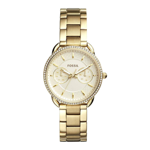 Picture of Fossil Tailor Multifunction Gold Stainless Steel White Dial Quartz Watch for Ladies - ES4263 - Available at Raja Sahib