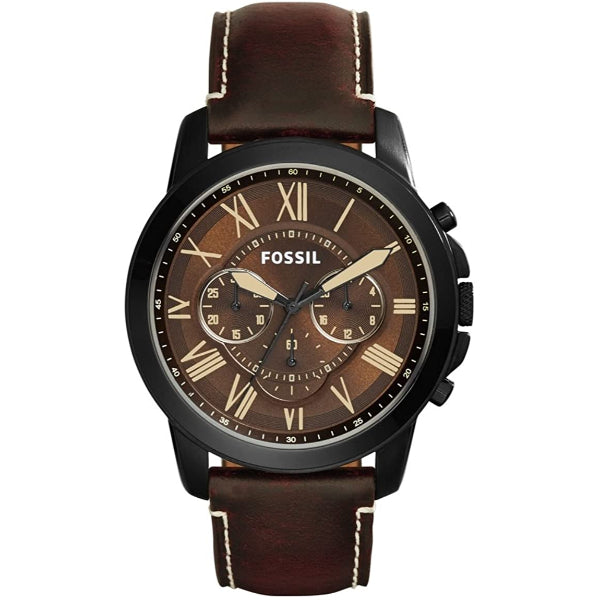 Picture of Fossil Grant Brown Leather Strap Brown Dial Chronograph Quartz Watch for Gents - FS5088 - Available at Raja Sahib