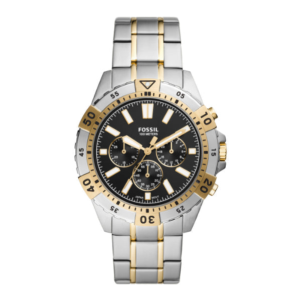 Picture of Fossil Garrett Two-tone Stainless Steel Black Dial Chronograph Quartz Watch for Gents - FS5771 - Available at Raja Sahib