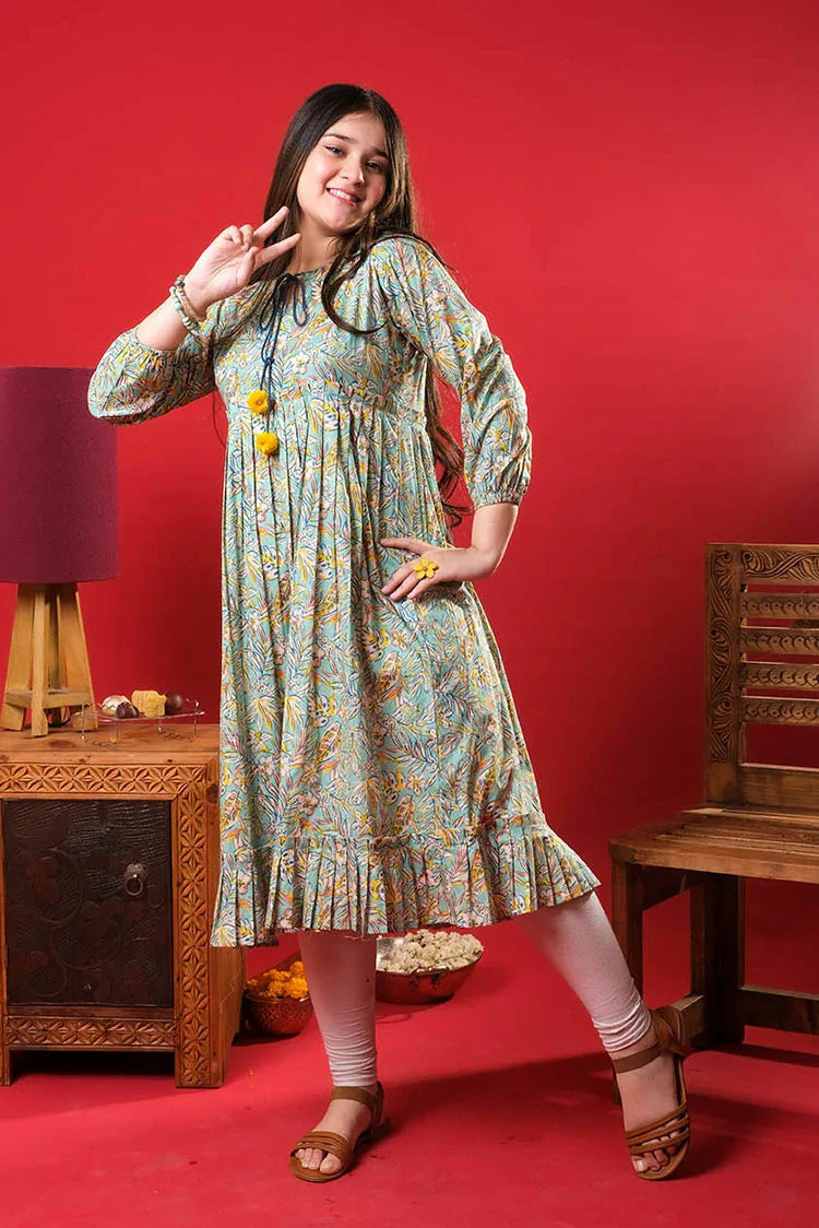 Picture of Senorita - Sea Green & Multicolor - Casual Kurta - Cotton Lawn Printed - GAA-03272 - Available at Raja Sahib