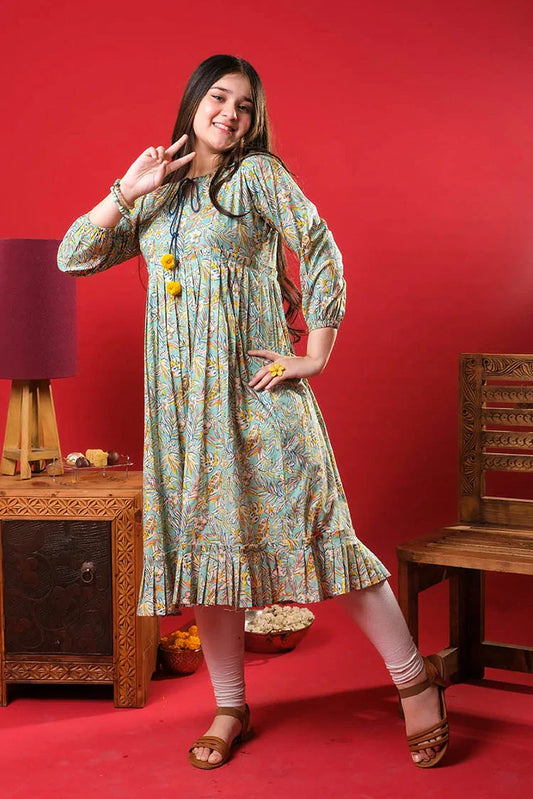 Picture of Senorita - Sea Green & Multicolor - Casual Kurta - Cotton Lawn Printed - GAA-03272 - Available at Raja Sahib