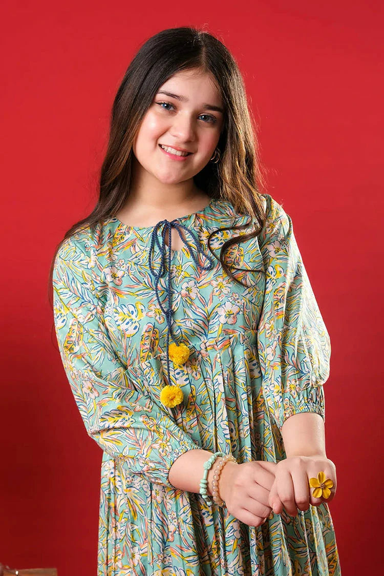 Picture of Senorita - Sea Green & Multicolor - Casual Kurta - Cotton Lawn Printed - GAA-03272 - Available at Raja Sahib