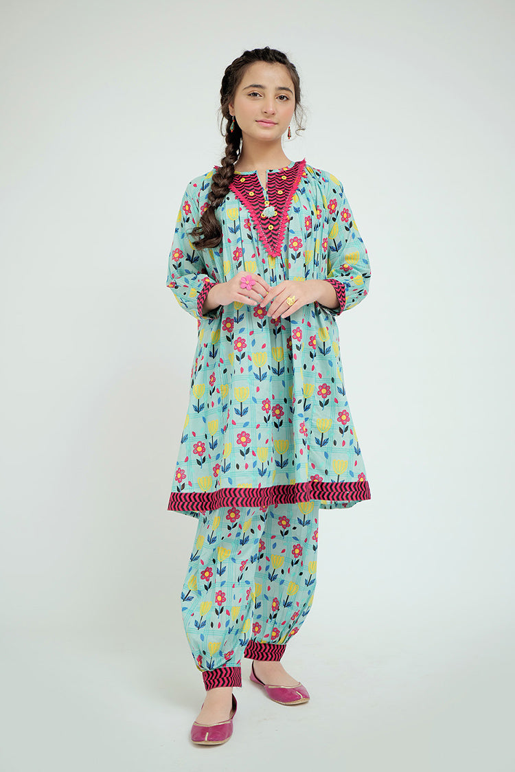 Picture of Senorita - GAC-02573 | Sea Green & Multicolor | Casual 2 Piece Suit  | Cotton Lawn Printed - Available at Raja Sahib