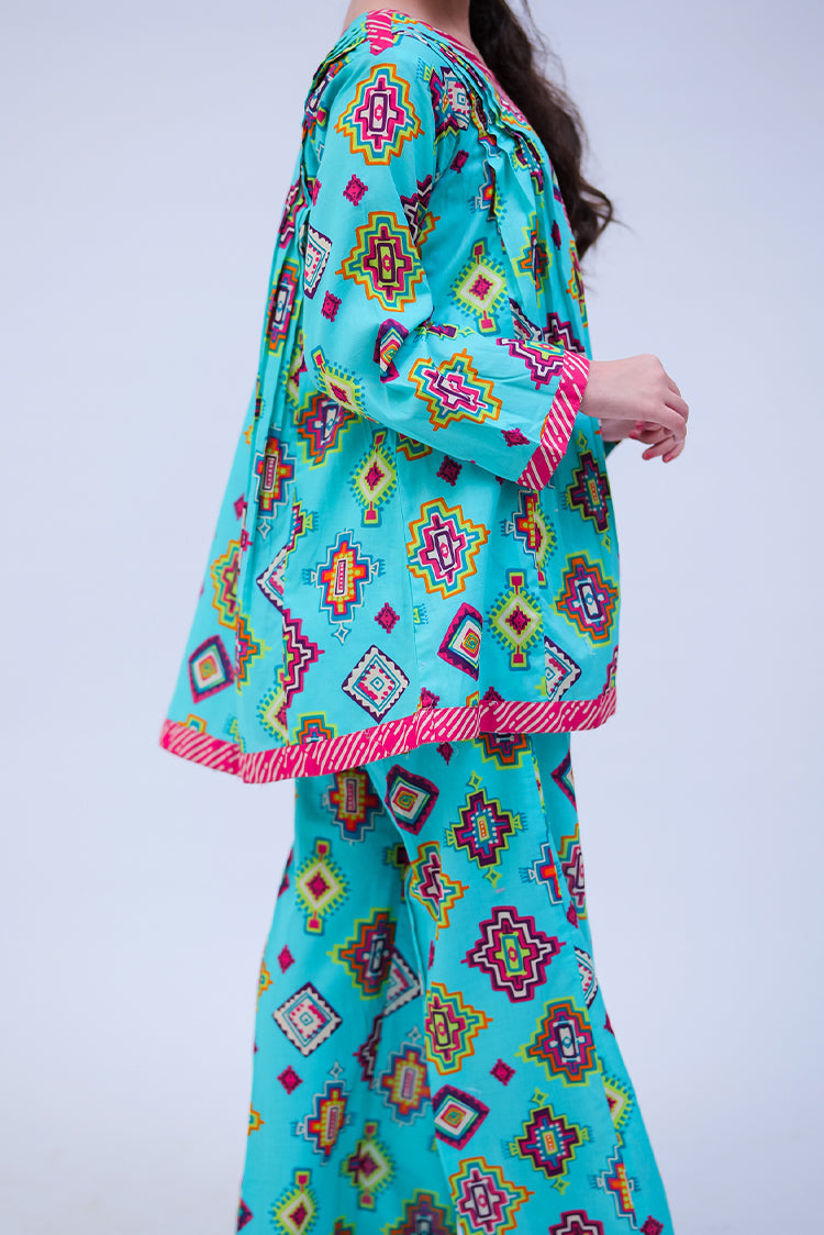 Picture of Senorita - GAC-02717 | Sea Green & Multicolor | Casual 2 Piece Suit | Cotton Lawn Printed - Available at Raja Sahib