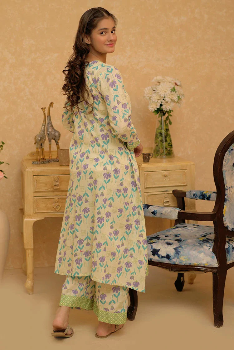 Picture of GAC-02807 | Cream & Multicolor | Casual 2 Piece Suit | Cotton Dobby Self - Available at Raja Sahib