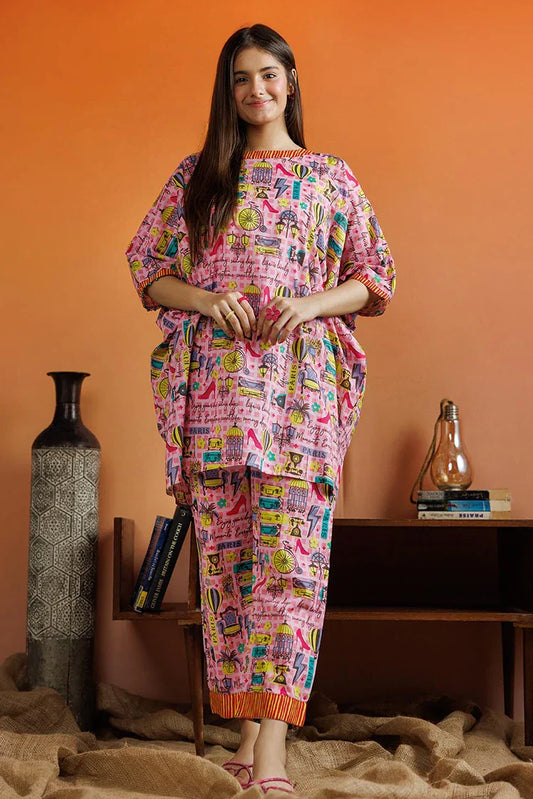 Picture of GAC-03098 | Pink & Multicolor | Casual 2 Piece Suit | Cotton Lawn Printed - Available at Raja Sahib