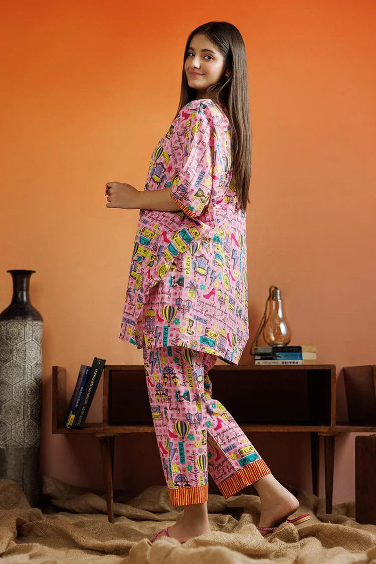 Picture of GAC-03098 | Pink & Multicolor | Casual 2 Piece Suit | Cotton Lawn Printed - Available at Raja Sahib