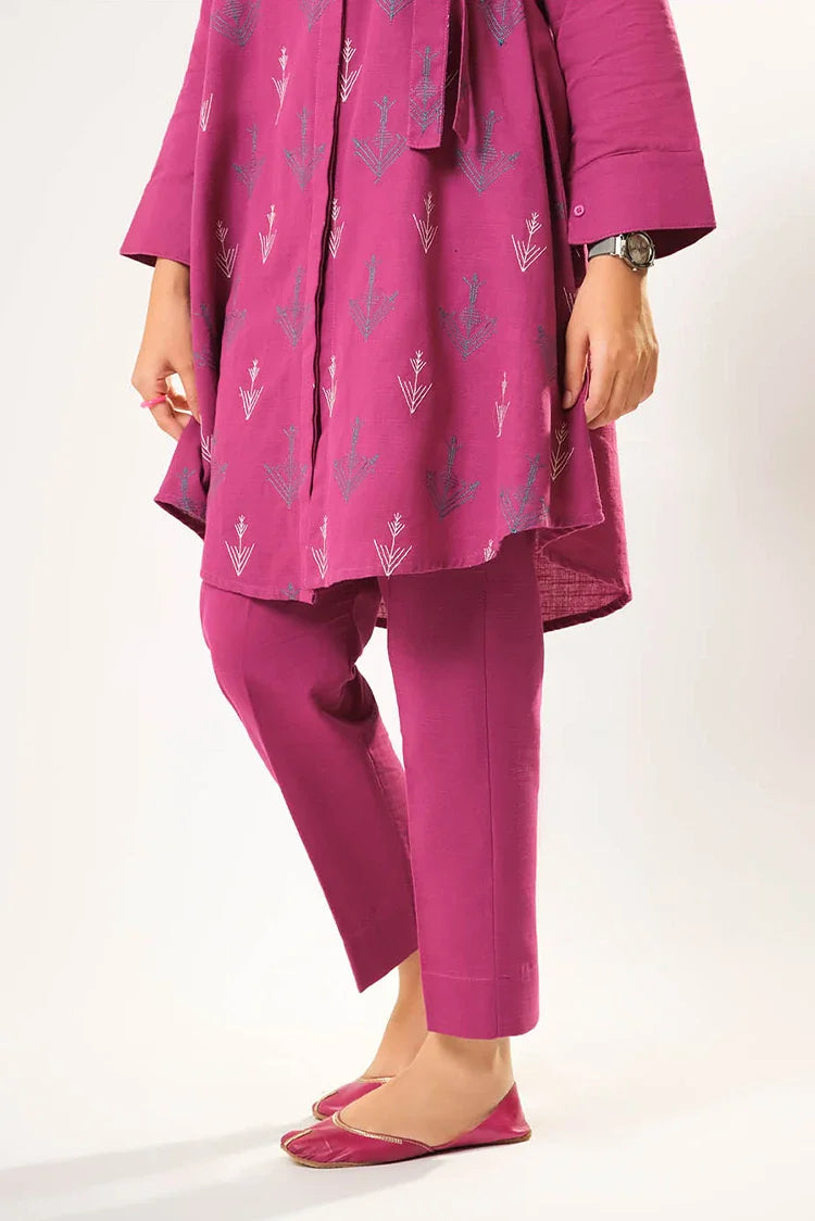 Picture of Girls winter clothes | Magenta | Casual 2 Piece Suit | Cotton Khaddar Dyed | GAC-03178 - Available at Raja Sahib