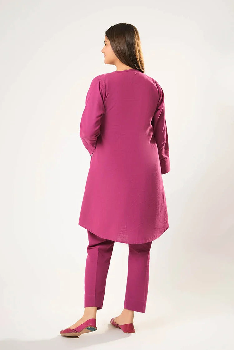 Picture of Girls winter clothes | Magenta | Casual 2 Piece Suit | Cotton Khaddar Dyed | GAC-03178 - Available at Raja Sahib