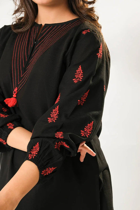 Picture of Girls winter clothes | Black | Casual 2 Piece Suit | Cotton Khaddar Dyed | GAC-03179 - Available at Raja Sahib