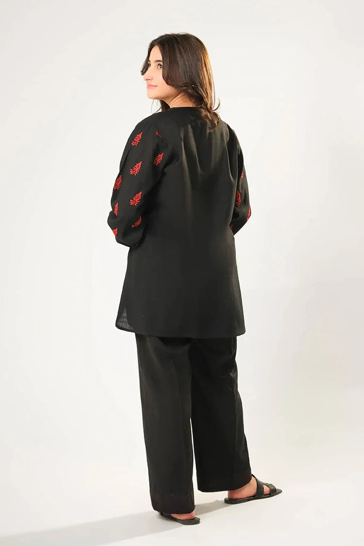 Picture of Girls winter clothes | Black | Casual 2 Piece Suit | Cotton Khaddar Dyed | GAC-03179 - Available at Raja Sahib