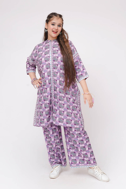 Picture of Senorita - Purple & Multicolor - Casual 2 Piece Suit - GAC-03580 - Available at Raja Sahib