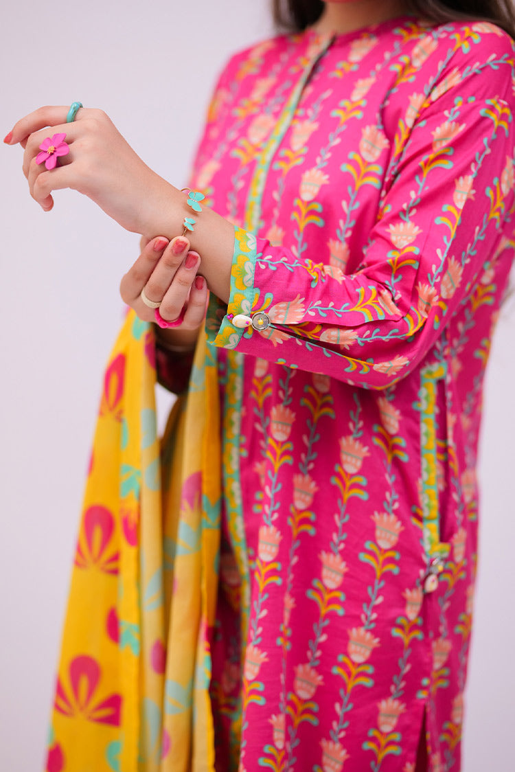 Picture of Senorita - GAD-02748 | Shocking Pink & Multicolor | Casual 3 Piece Suit | Cotton Lawn Printed - Available at Raja Sahib