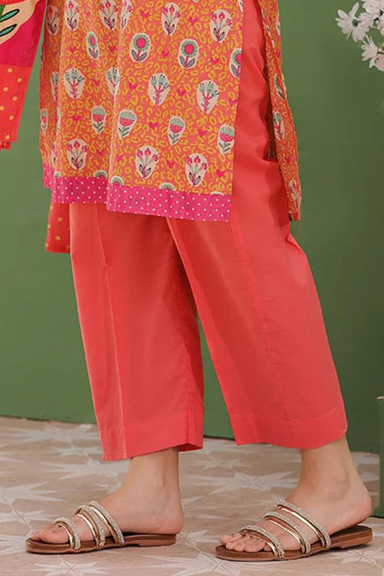 Picture of GAD-03044 | Peach & Multicolor | Casual 3 Piece Suit | Cotton Lawn Printed - Available at Raja Sahib