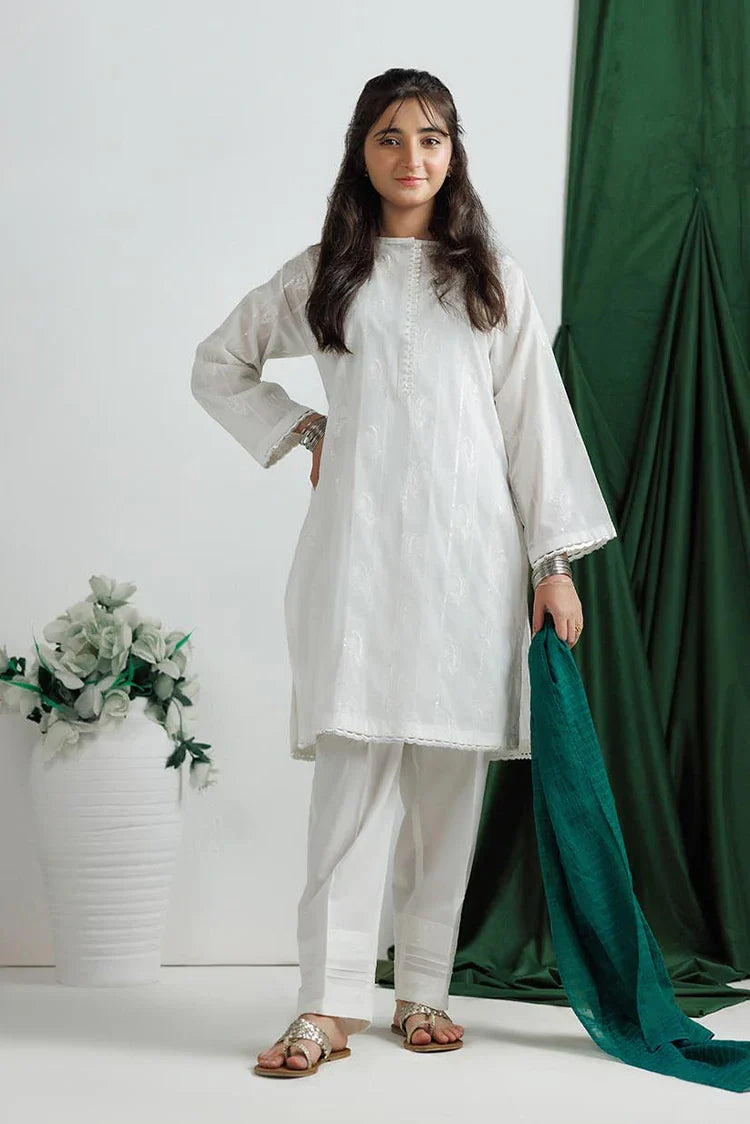 Picture of GAD-03135 | White | Casual 3 Piece Suit | Cotton Lawn Printed - Available at Raja Sahib