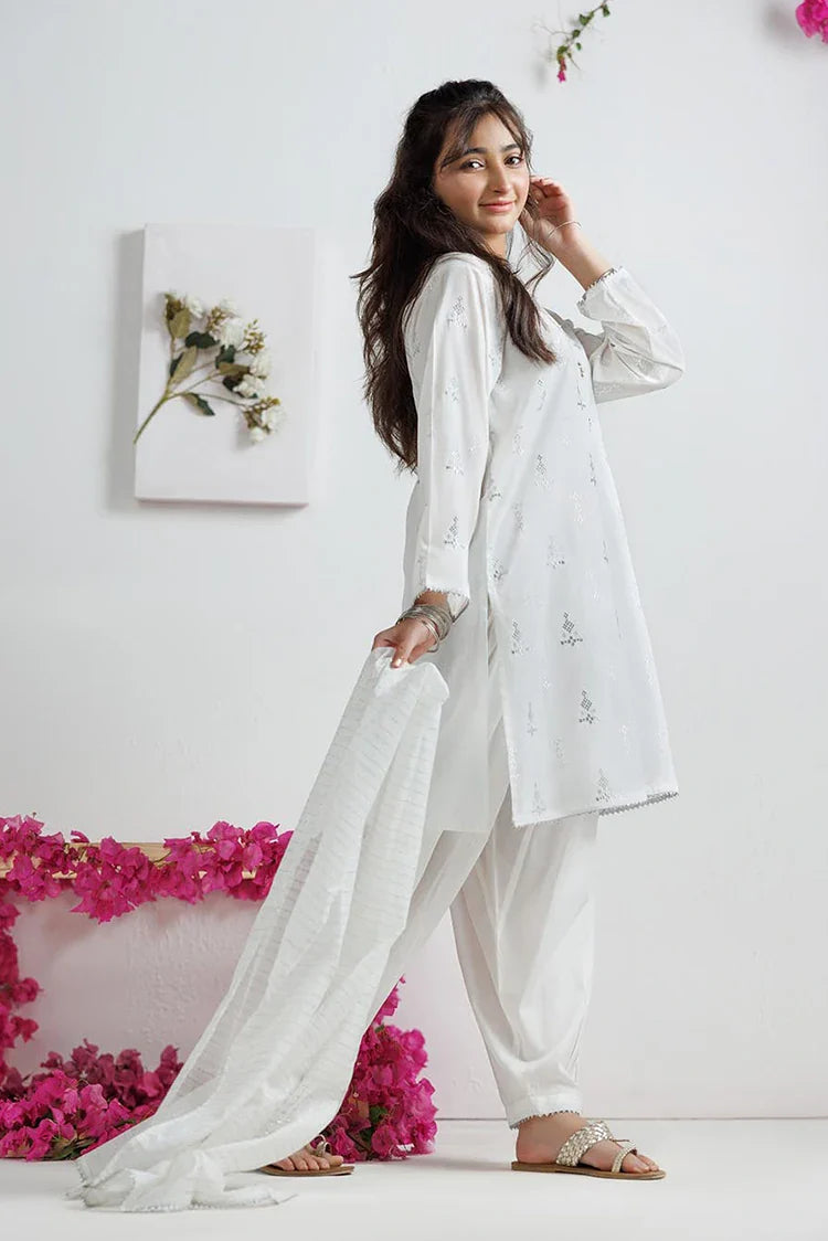 Picture of GAD-03140 | White | Casual 3 Piece Suit | Cotton Lawn Printed - Available at Raja Sahib