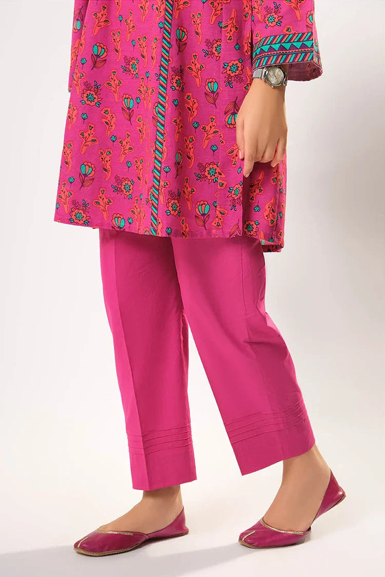 Picture of Girls winter clothes | Shocking Pink & Multicolor | Casual 3 Piece Suit | Cotton Khaddar Printed | GAD-03199 - Available at Raja Sahib