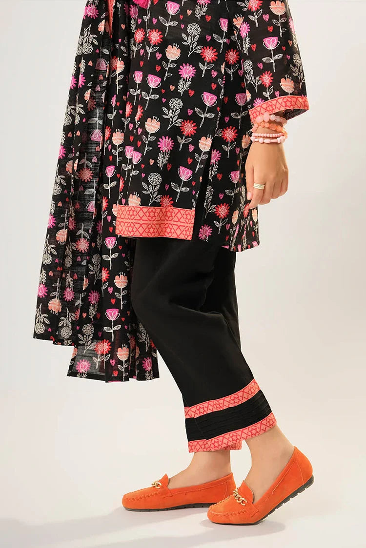 Picture of Girls winter clothes | Black & Multicolor | Casual 3 Piece Suit | Cotton Khaddar Printed | GAD-03201 - Available at Raja Sahib