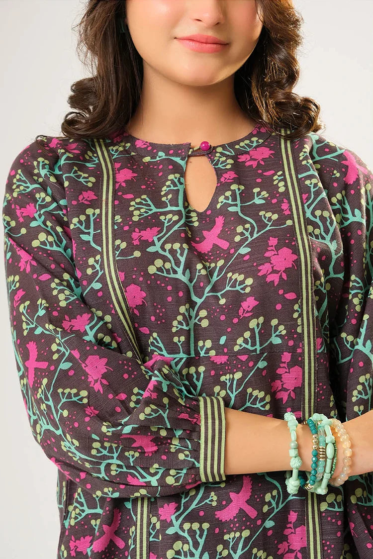 Picture of Girls winter clothes | Grey & Multicolor | Casual 3 Piece Suit | Cotton Khaddar Printed | GAD-03202 - Available at Raja Sahib