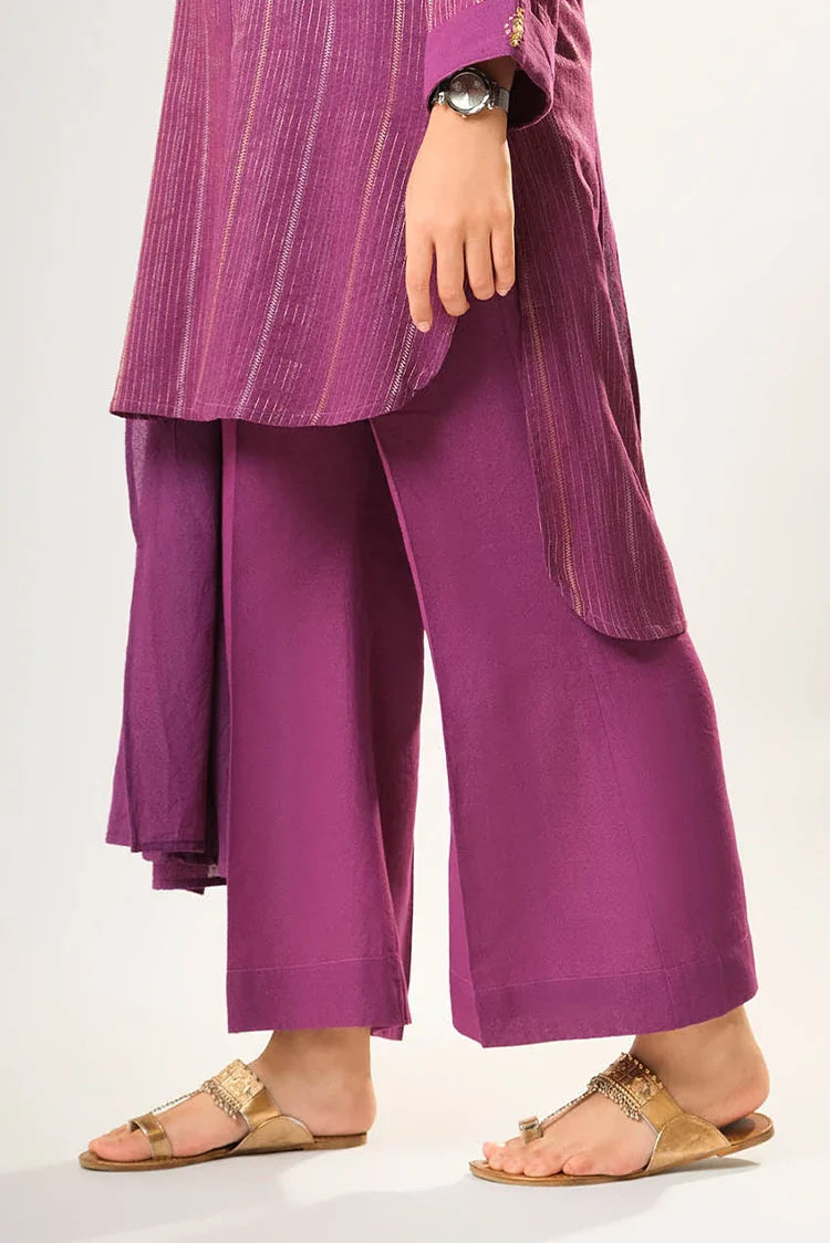 Picture of Girls winter clothes | Purple & Gold | Casual 3 Piece Suit | Cotton Karandi Dobby | GAD-03215 - Available at Raja Sahib