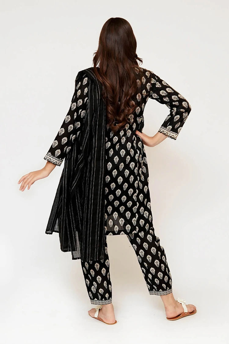 Picture of Senorita - Girls Eid Dress - Black & Fawn - Casual 3 Piece Suit - GAD-03461 - Available at Raja Sahib