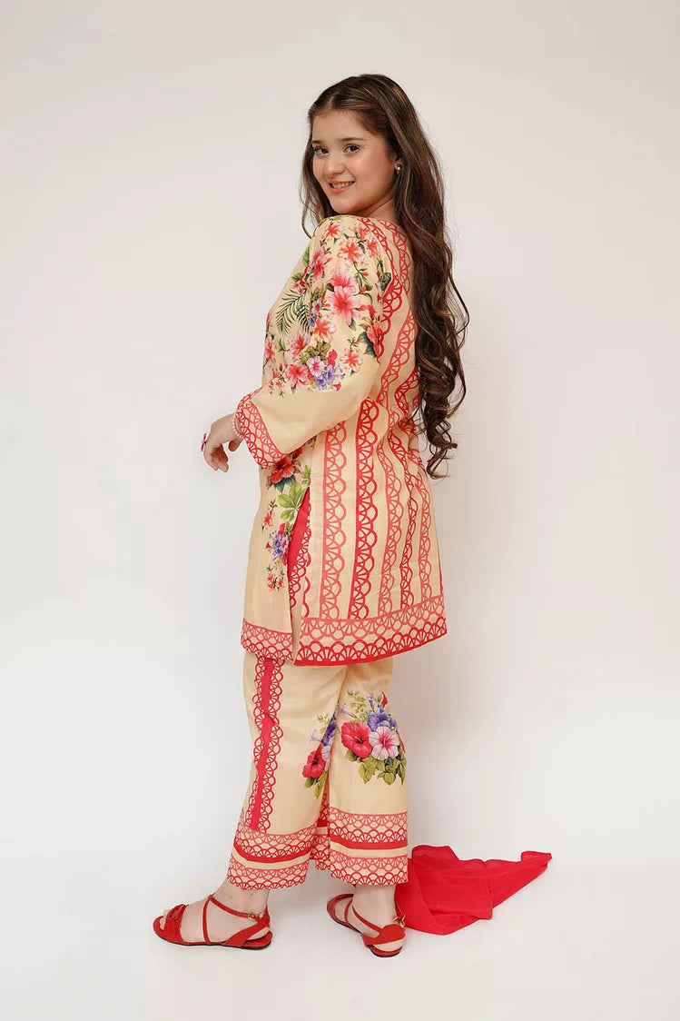 Picture of Senorita - Girls Eid Dress - Yellow & Multicolor - Casual 3 Piece Suit - GAD-03475 - Available at Raja Sahib