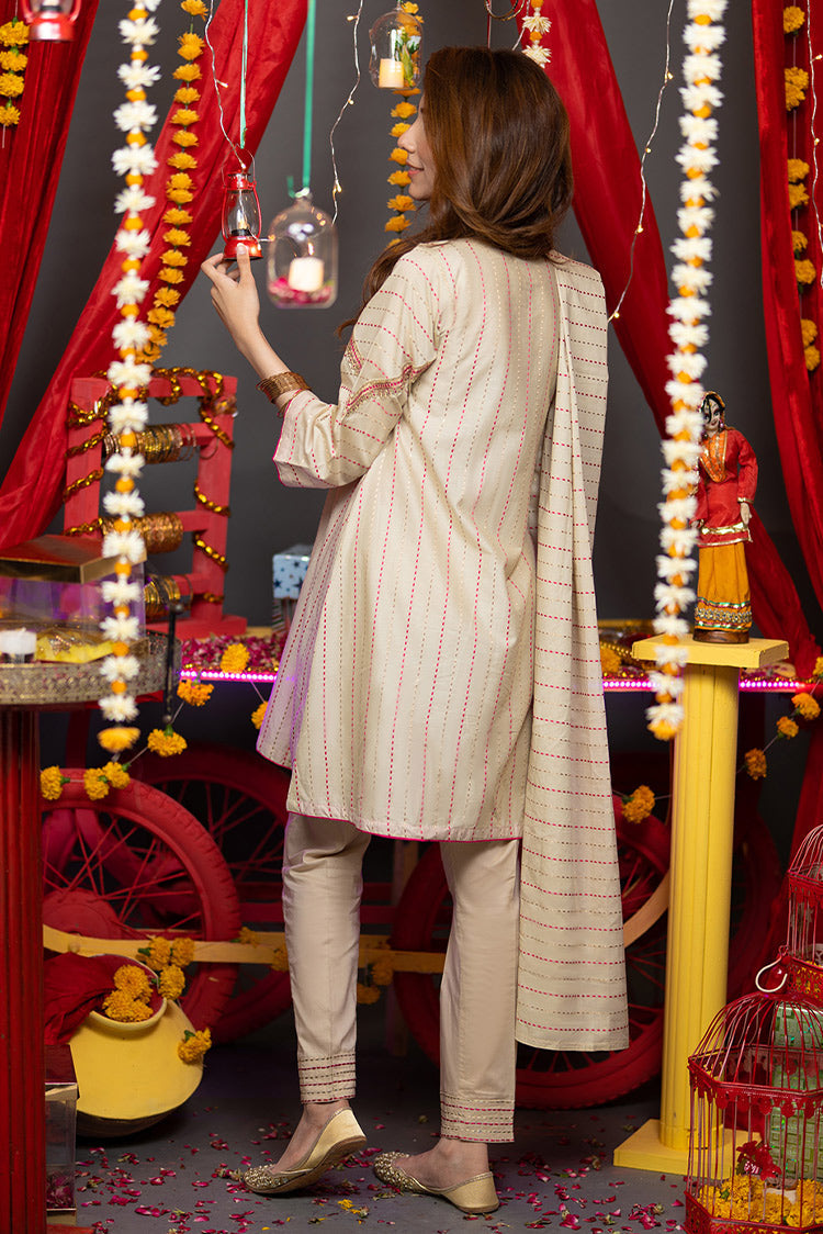 Picture of Senorita - GBD-02342 | Fawn & Pink  | Casual Plus 3 Piece Suit  | Cotton Dobby - Available at Raja Sahib