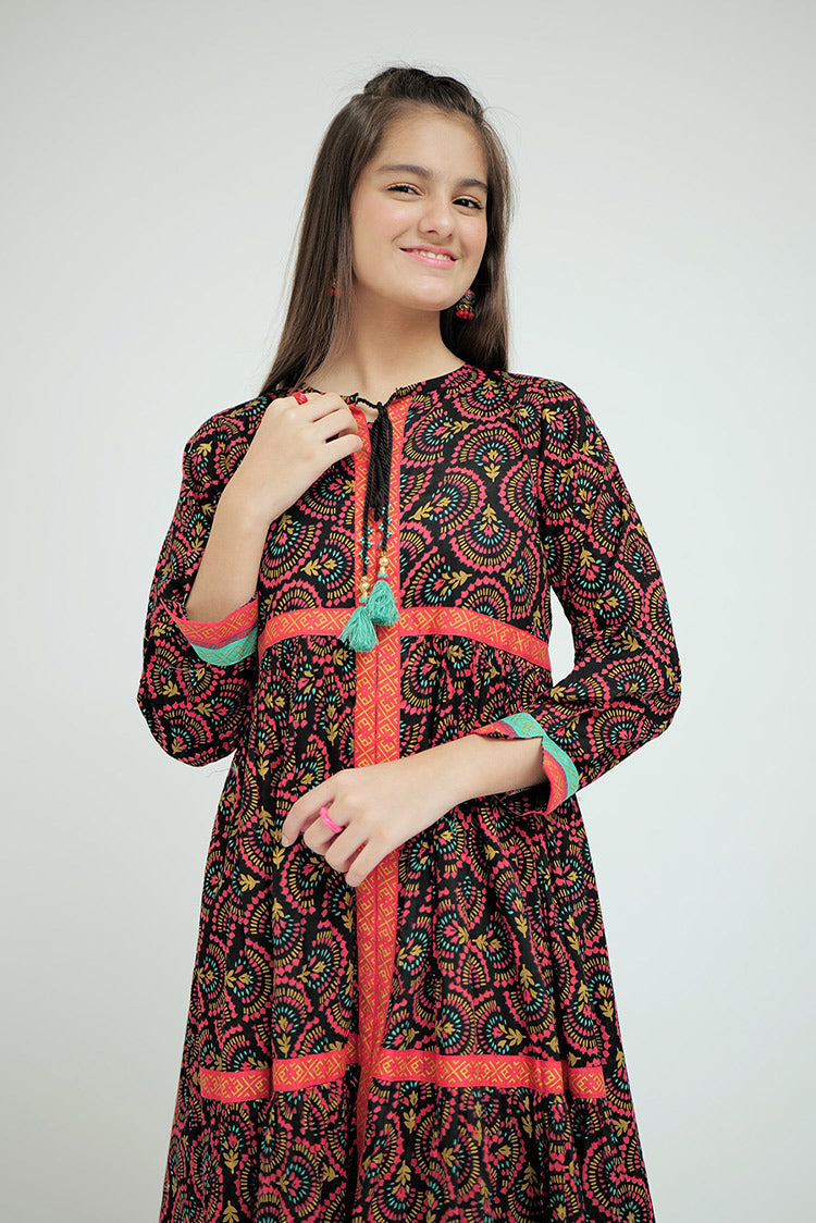 Picture of Senorita - GBD-02648 | Black & Multicolor | Casual Plus 3 Piece Suit | Cotton Lawn Printed - Available at Raja Sahib