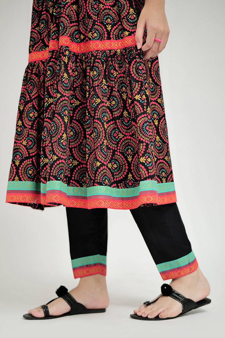 Picture of Senorita - GBD-02648 | Black & Multicolor | Casual Plus 3 Piece Suit | Cotton Lawn Printed - Available at Raja Sahib