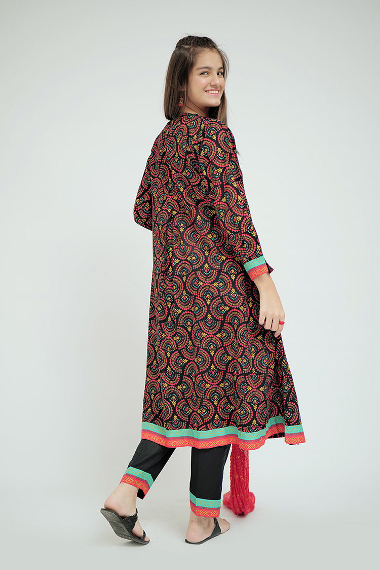 Picture of Senorita - GBD-02648 | Black & Multicolor | Casual Plus 3 Piece Suit | Cotton Lawn Printed - Available at Raja Sahib