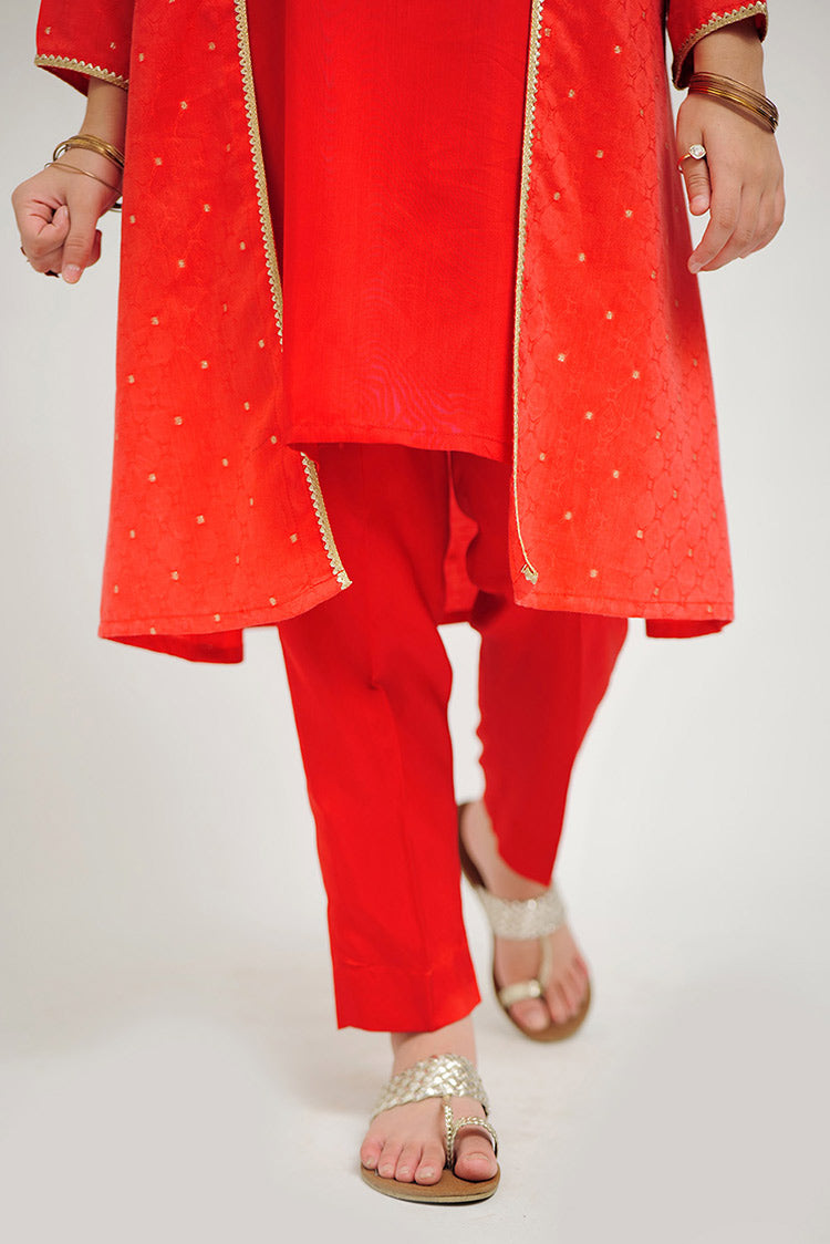 Picture of Senorita - GBD-02680 | Red & Gold | Casual Plus 3 Piece Suit | Viscose Jacquard Filament - Available at Raja Sahib