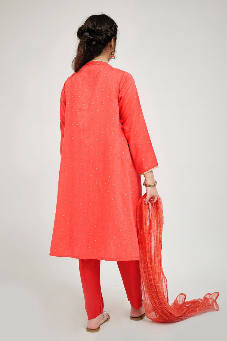 Picture of Senorita - GBD-02680 | Red & Gold | Casual Plus 3 Piece Suit | Viscose Jacquard Filament - Available at Raja Sahib