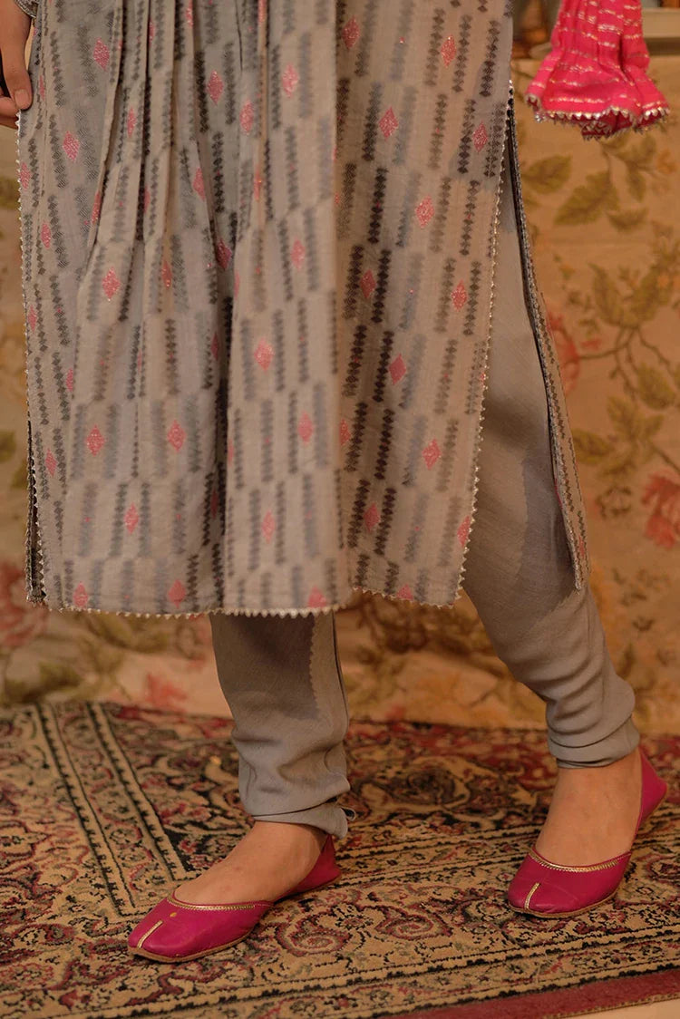 Picture of GBD-02900 | Gray & Multicolor | Casual Plus 3 Piece Suit | Viscose Filament Jacquard - Available at Raja Sahib