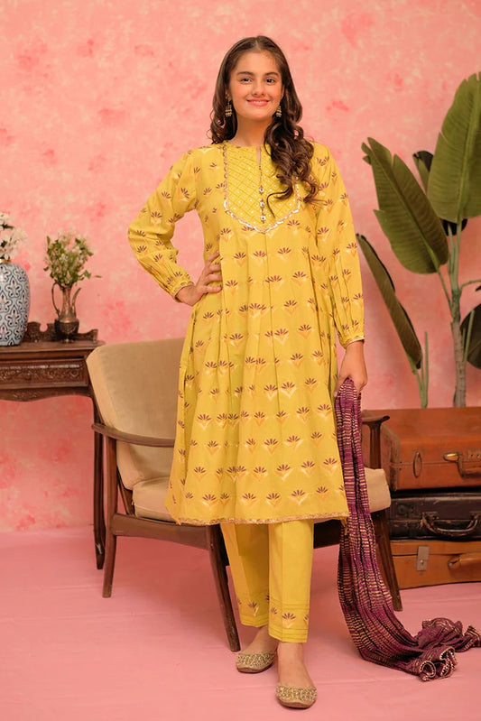 Picture of GBD-02901 | Perrot Green & Multicolor | Casual Plus 3 Piece Suit | Cotton Jacquard - Available at Raja Sahib