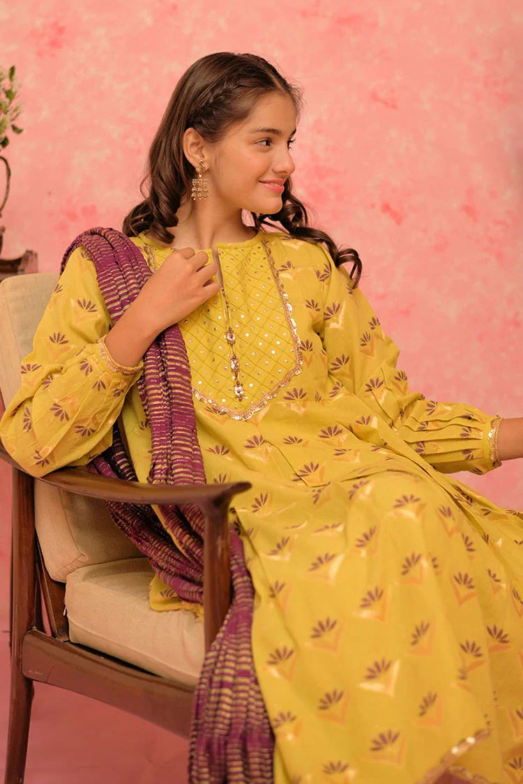 Picture of GBD-02901 | Perrot Green & Multicolor | Casual Plus 3 Piece Suit | Cotton Jacquard - Available at Raja Sahib