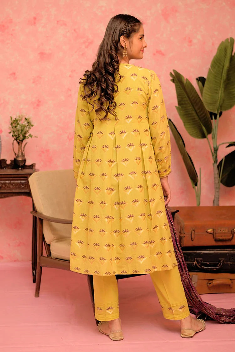 Picture of GBD-02901 | Perrot Green & Multicolor | Casual Plus 3 Piece Suit | Cotton Jacquard - Available at Raja Sahib