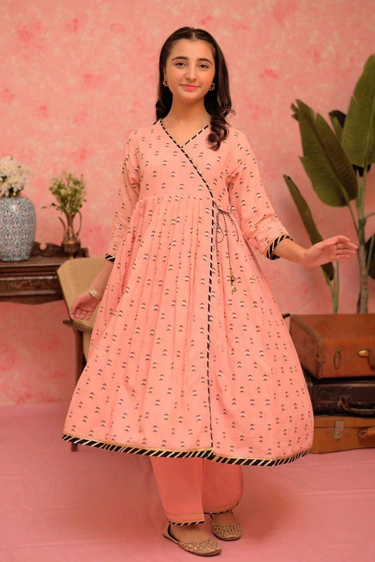 Picture of GBD-02902 | Peach & Multicolor | Casual Plus 3 Piece Suit | Cotton Jacquard - Available at Raja Sahib