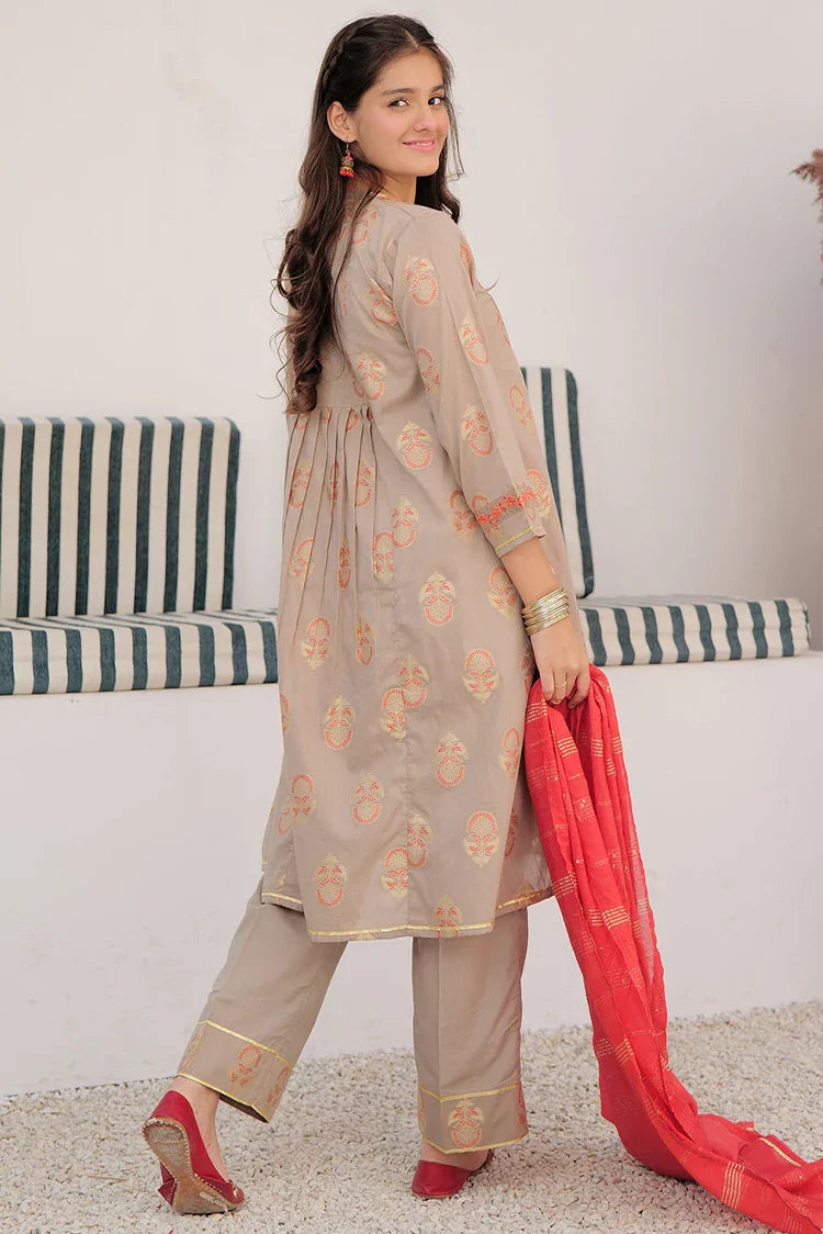 Picture of GBD-02927 | Beige & Multicolor | Casual Plus 3 Piece Suit | Cotton Jacquard - Available at Raja Sahib