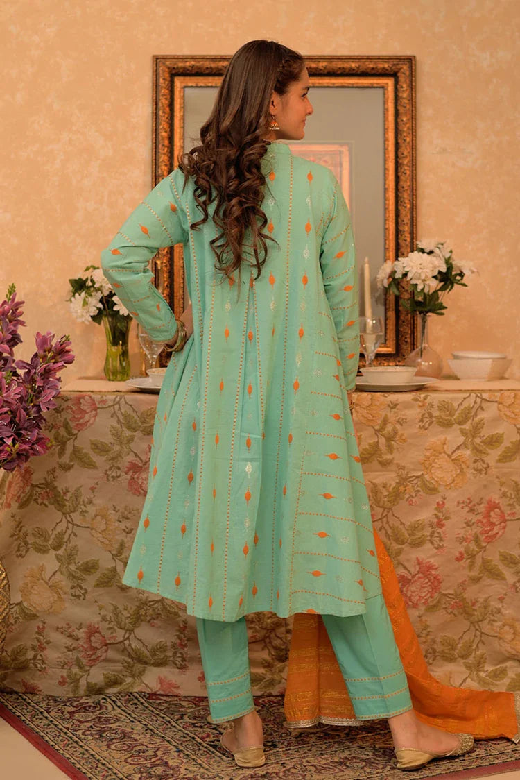 Picture of GBD-02932 | Sea Green & Multicolor | Casual Plus 3 Piece Suit | Cotton Jacquard - Available at Raja Sahib