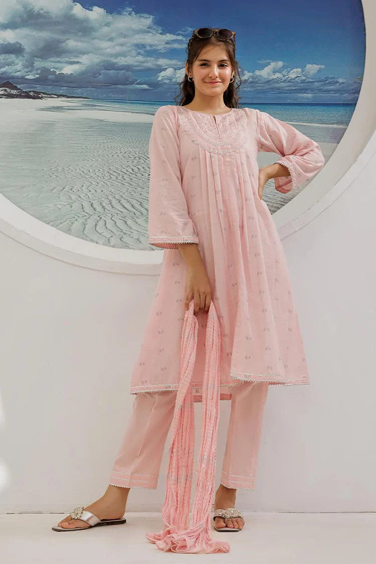 Picture of GBD-02946 | Pink & Multicolor | Casual Plus 3 Piece Suit | Cotton Jacquard - Available at Raja Sahib