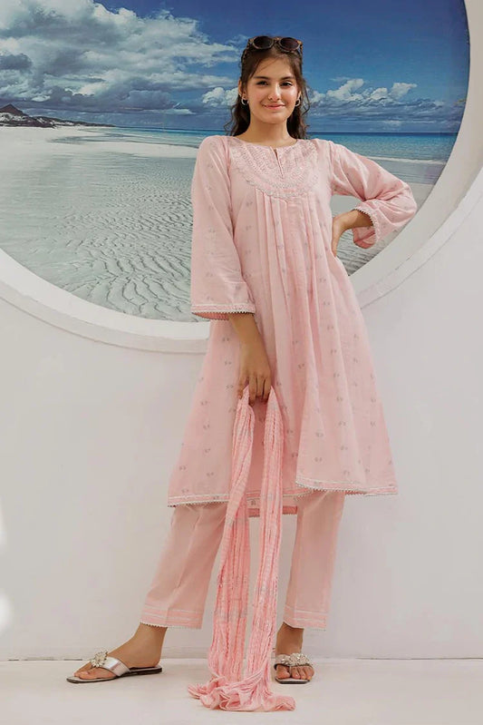 Picture of GBD-02946 | Pink & Multicolor | Casual Plus 3 Piece Suit | Cotton Jacquard - Available at Raja Sahib