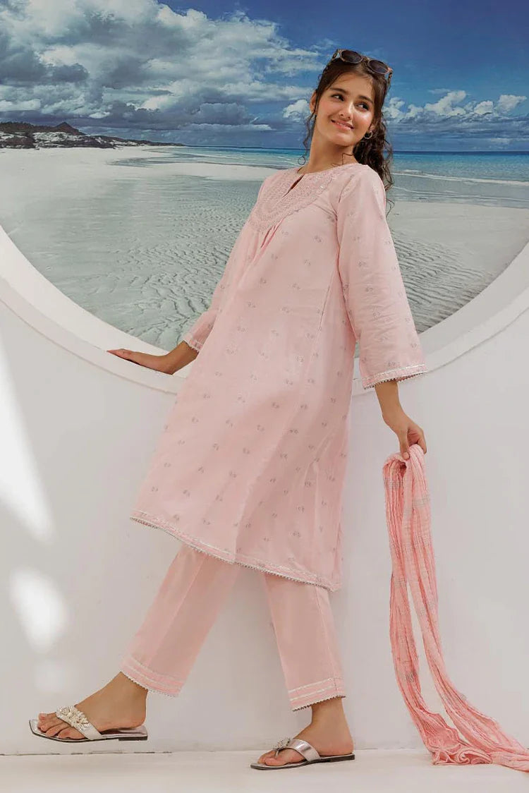 Picture of GBD-02946 | Pink & Multicolor | Casual Plus 3 Piece Suit | Cotton Jacquard - Available at Raja Sahib