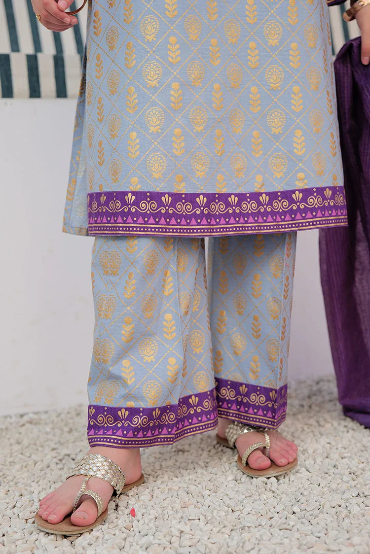 Picture of GBD-02981 | Grey & Gold | Casual Plus 3 Piece Suit | Cotton Dobby Gold Print - Available at Raja Sahib