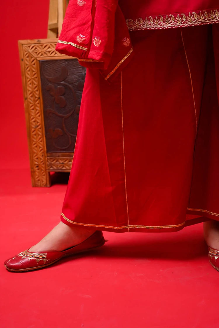 Picture of Senorita - Girls Eid Dress - Red & Gold - Casual Plus 3 Piece Suit - GBD-03374 - Available at Raja Sahib