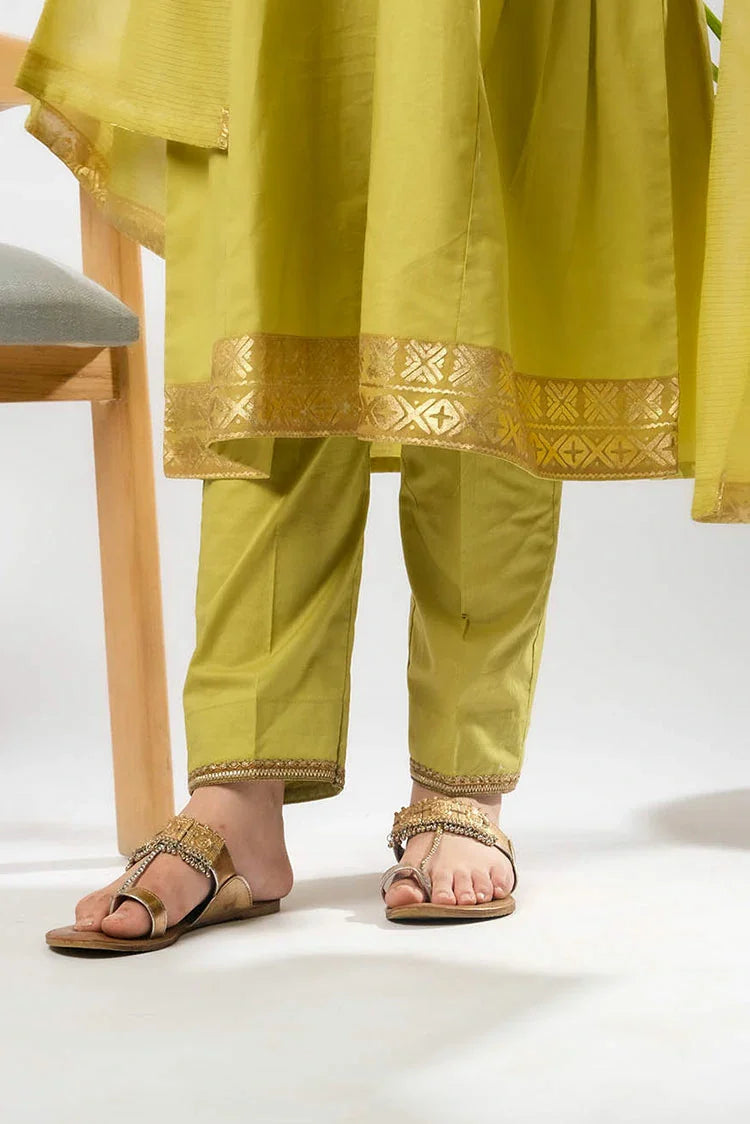 Picture of Senorita - Perot Green & Gold - Casual Plus 3 Piece Suit - Cotton Foil Printed - GBD-03399 - Available at Raja Sahib