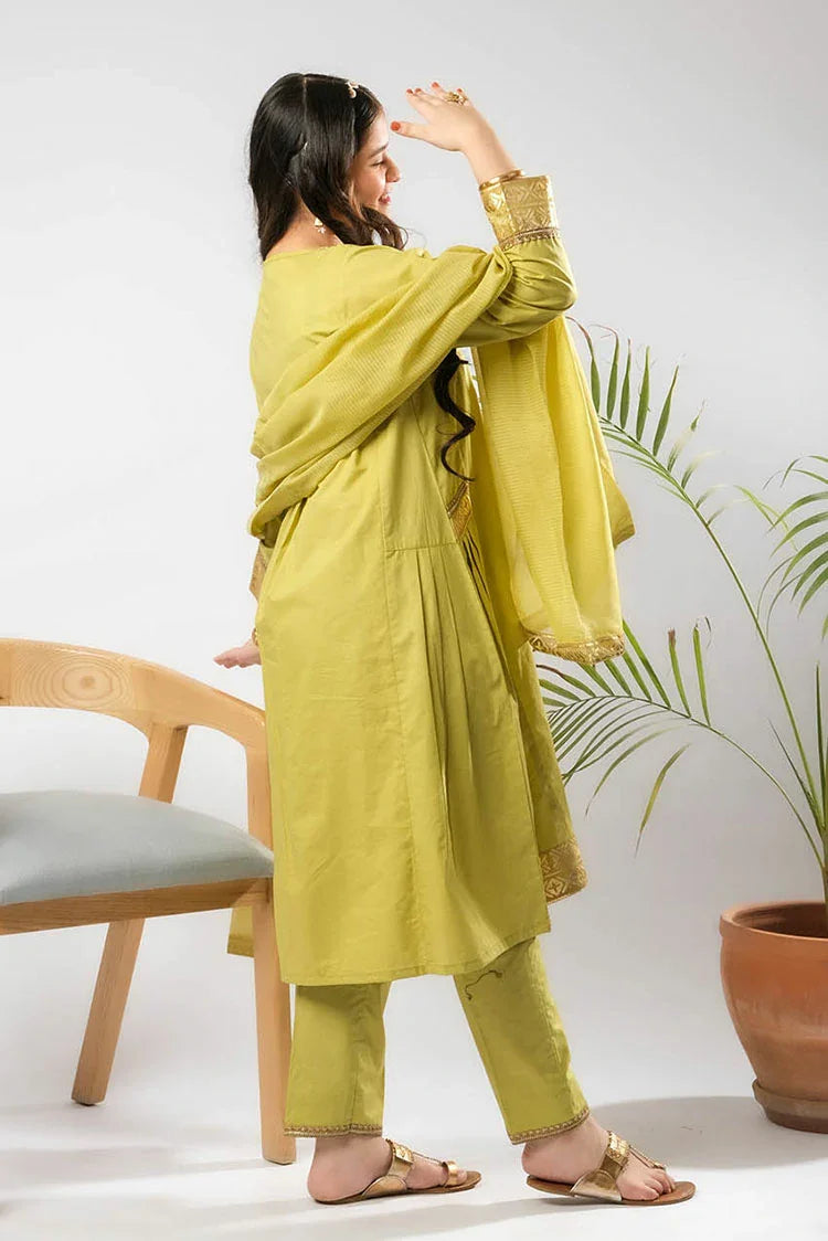 Picture of Senorita - Perot Green & Gold - Casual Plus 3 Piece Suit - Cotton Foil Printed - GBD-03399 - Available at Raja Sahib
