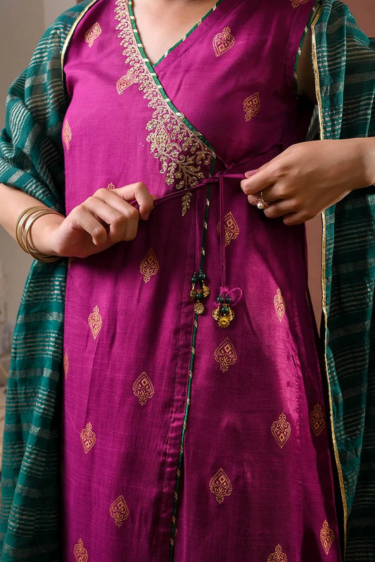 Picture of Senorita - Girls Eid Dress - Magenta & Multicolor - Formal 3 Piece Suit - GDD-03294 - Available at Raja Sahib