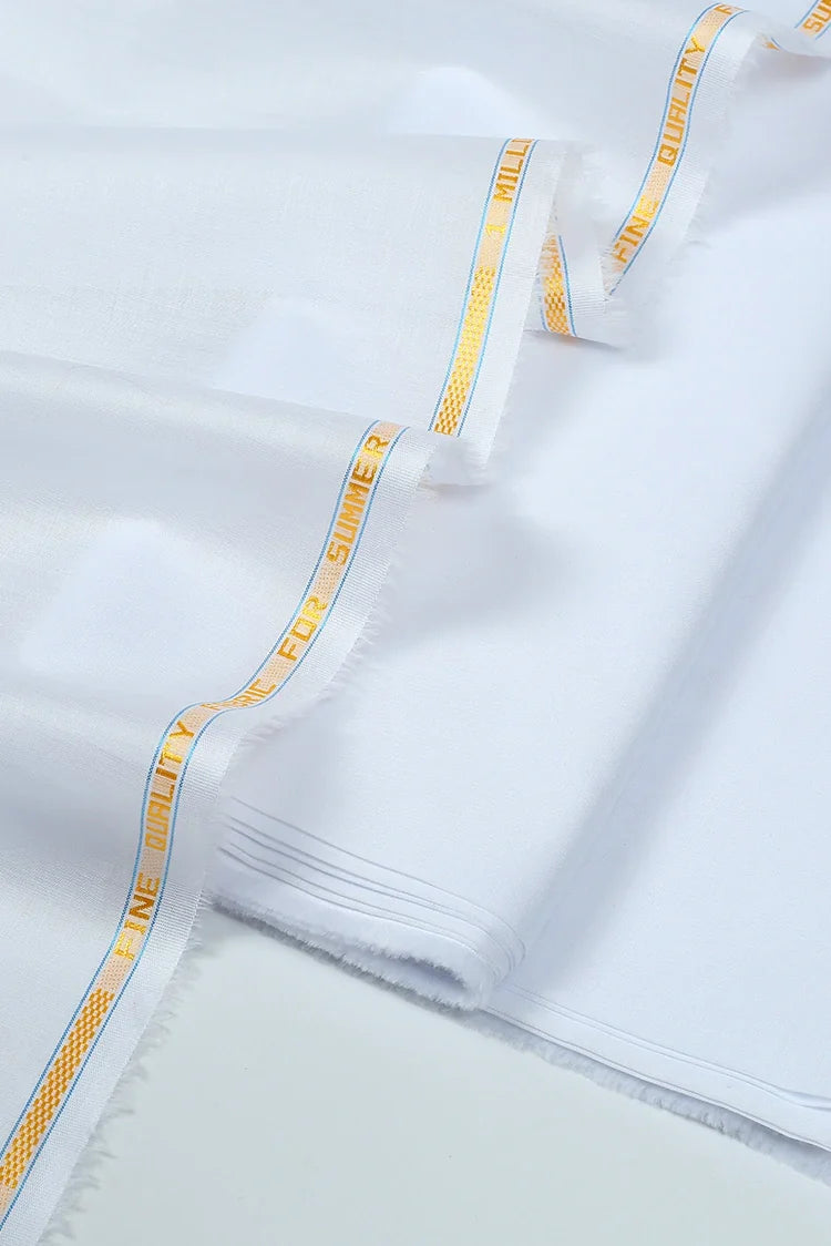 Picture of Fabrich - Elegant Cotton-Lawn Unstitched Kameez Shalwar - White - Available at Raja Sahib